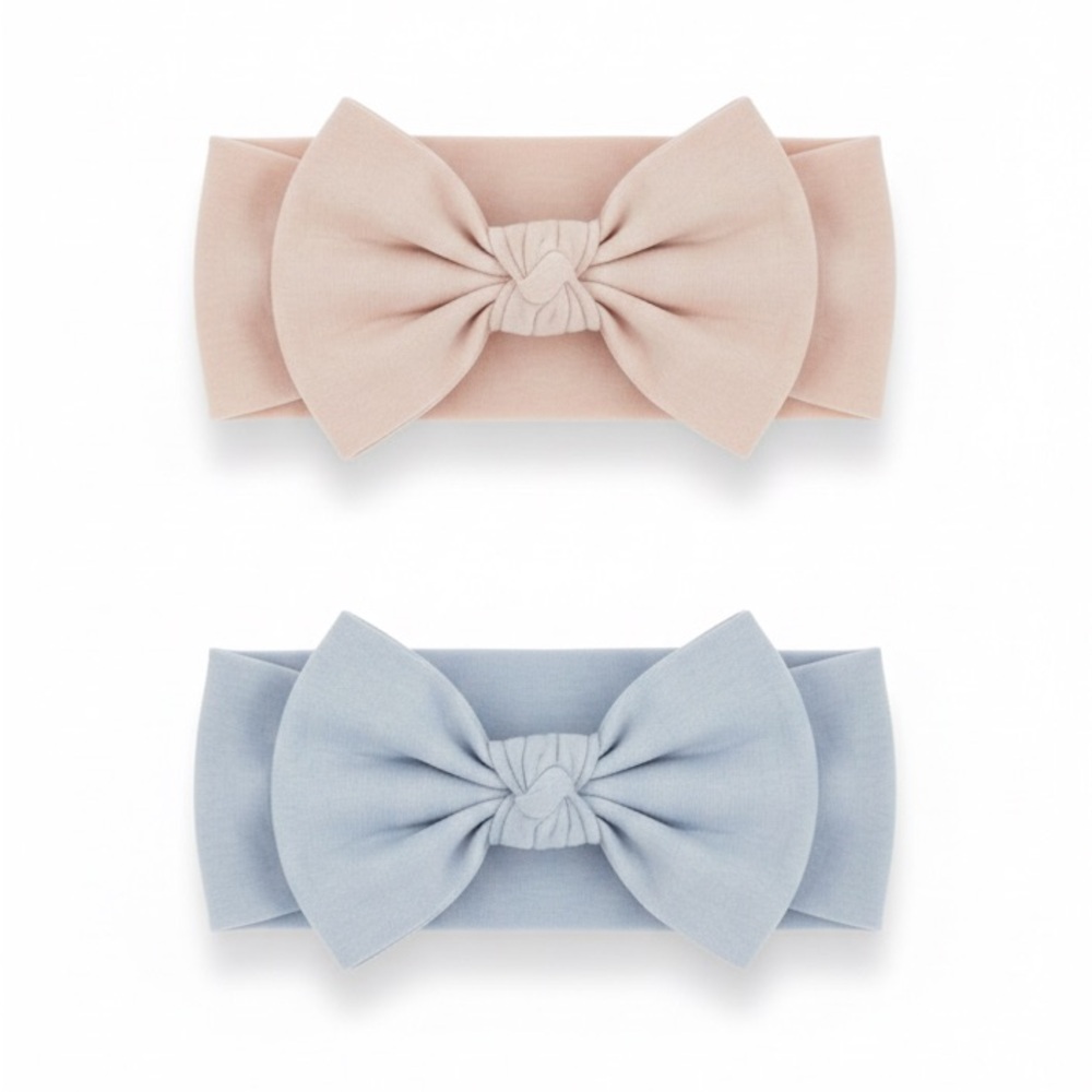 Caden Lane Set of Knotted Headbands - Pale Pink and Light Blue